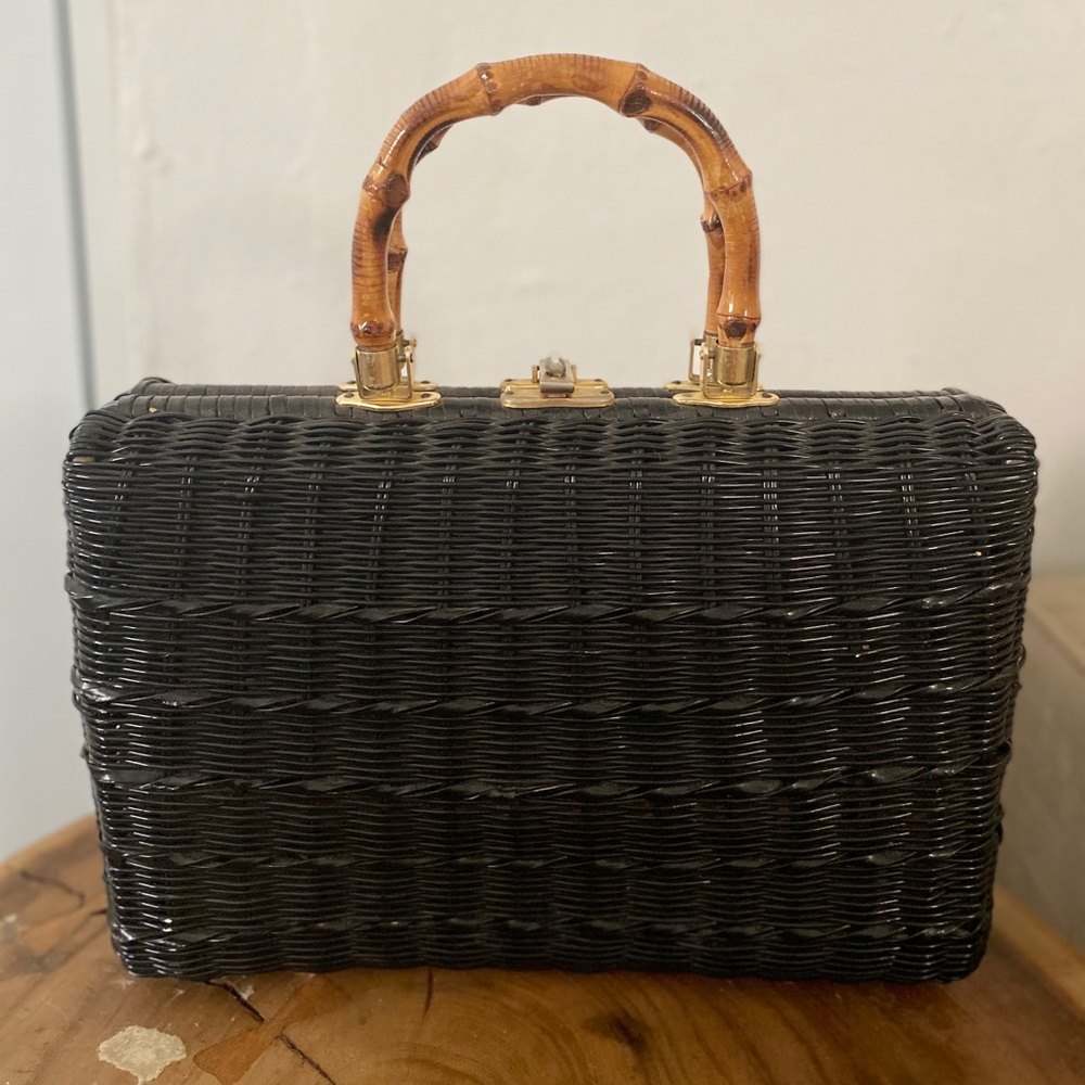 Vintage wicker and bamboo purse